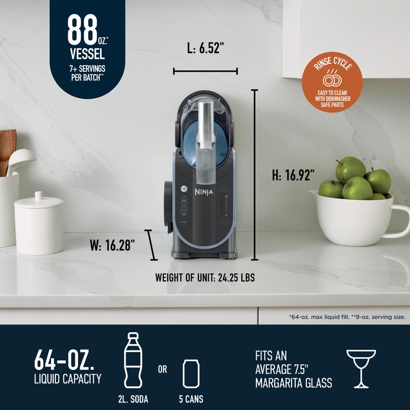 Ninja Slushi Black 2 qt Frozen Dessert Maker 17 in. H X 7 in. W X 16 in. L